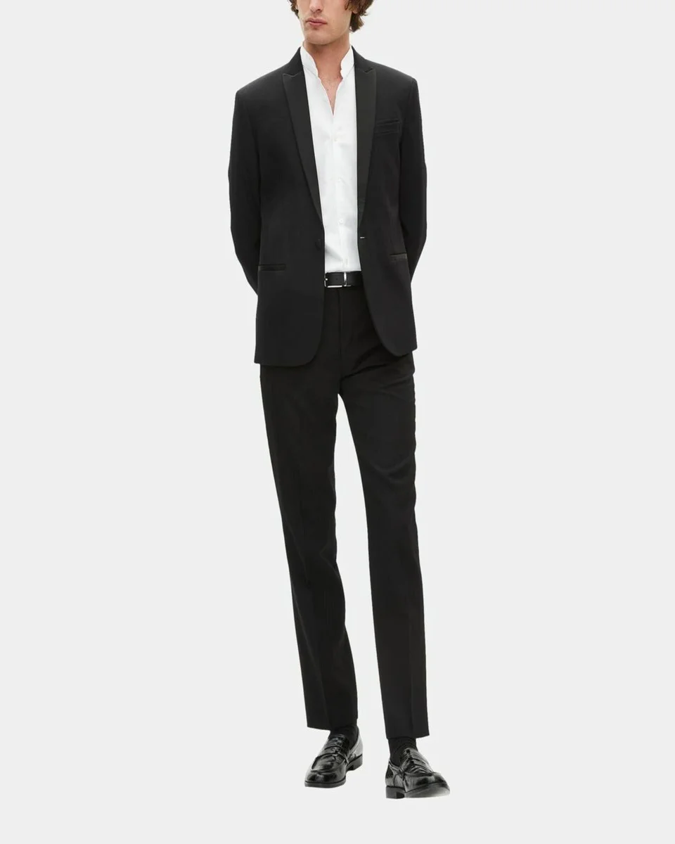 TUXEDO JACKET WITH SATIN DETAILS, BLACK SLIM FIT - 1