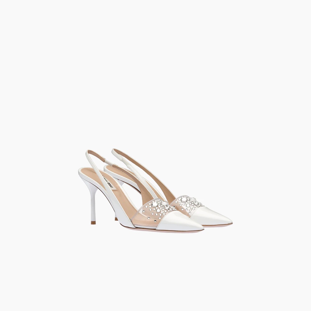 Patent leather and vinyl slingback pumps - 1