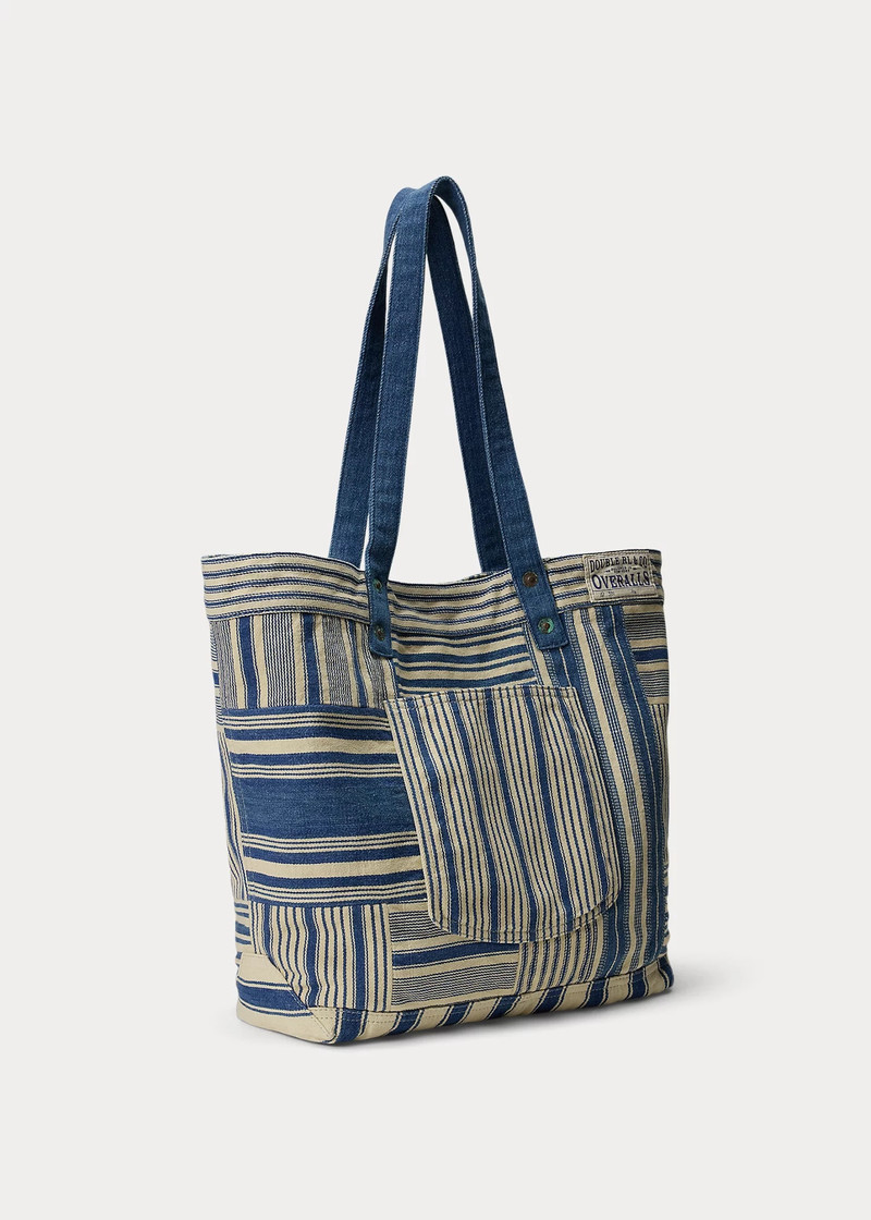 RRL by Ralph Lauren Indigo Striped Patchwork Tote outlook