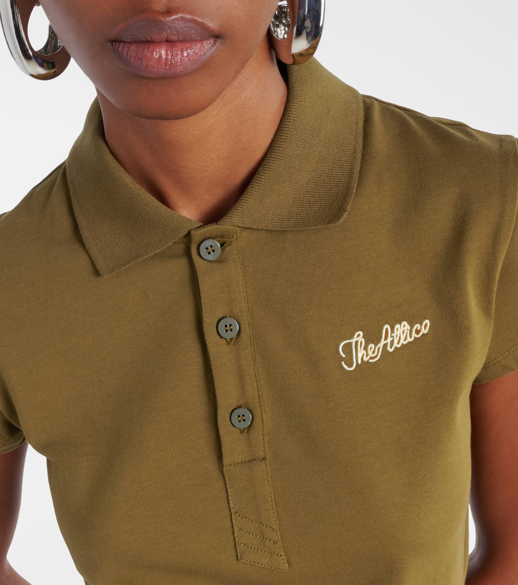 Logo cropped cotton jersey polo shirt - 4