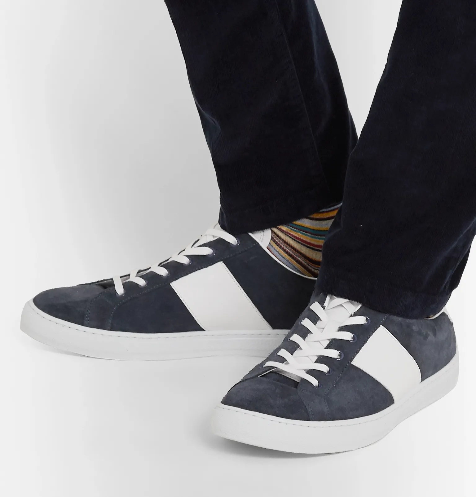 Hansen Leather-Trimmed Suede Sneakers - 5