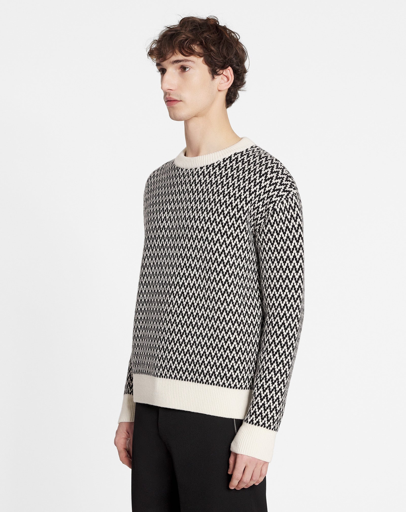 CURB HERRINGBONE CREWNECK SWEATER IN MERINO WOOL - 3
