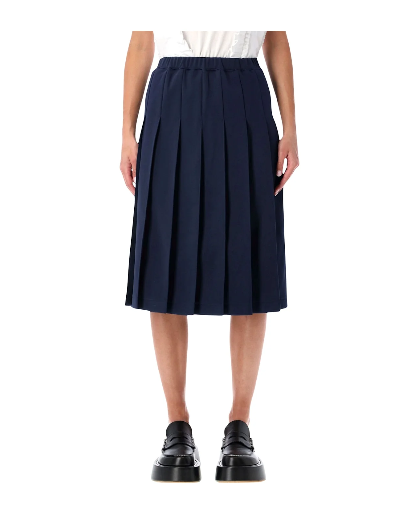Comme Des Garçons Girl Navy Pleated Midi Skirt - 1