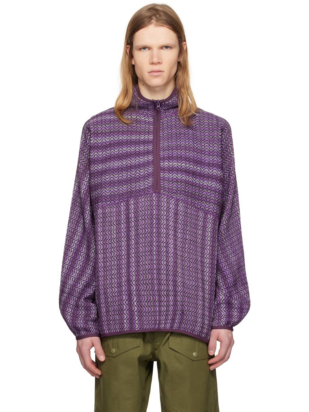 Purple Mosley Inlay Popover Sweater - 1