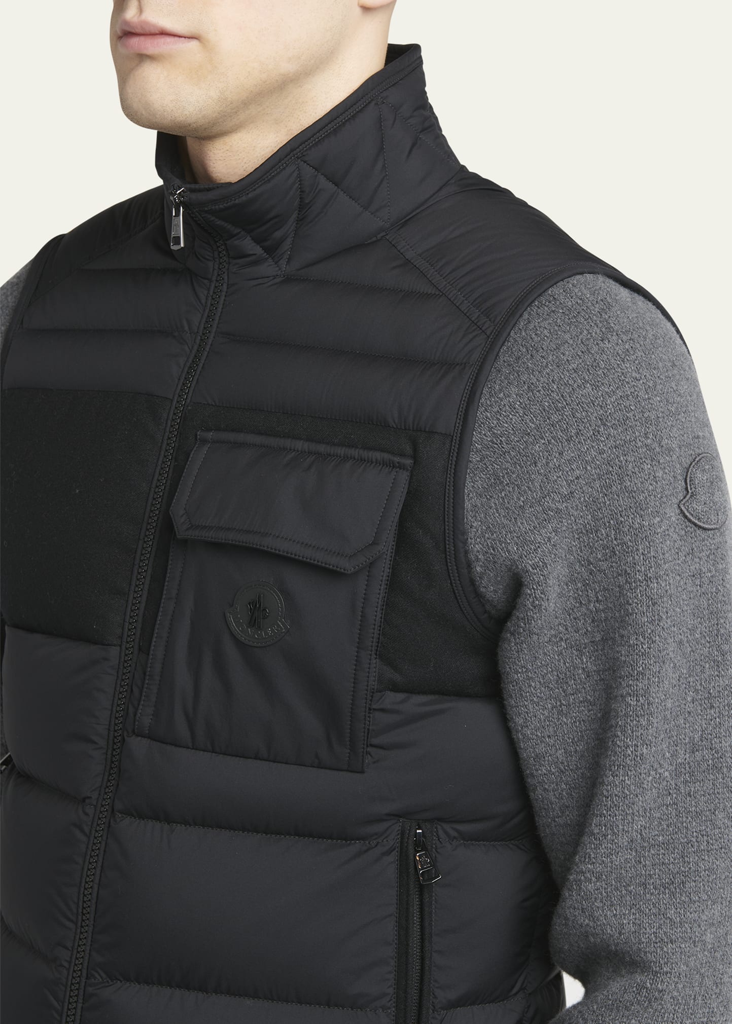 Men's Tonal Paneled Down Vest - 5