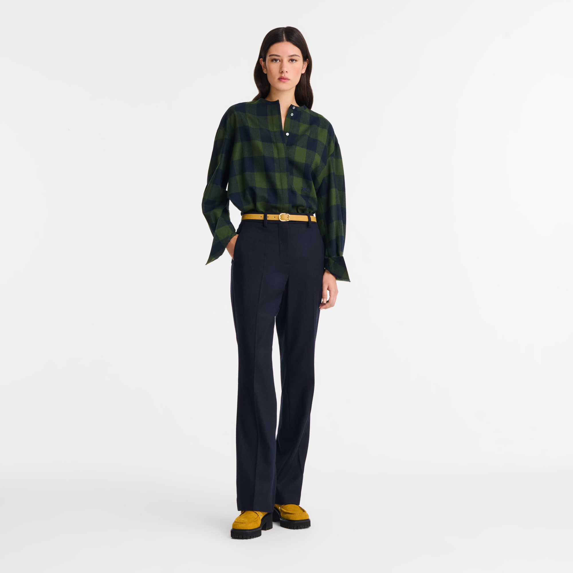 Shirt Navy/Fir - Jacquard wool - 1