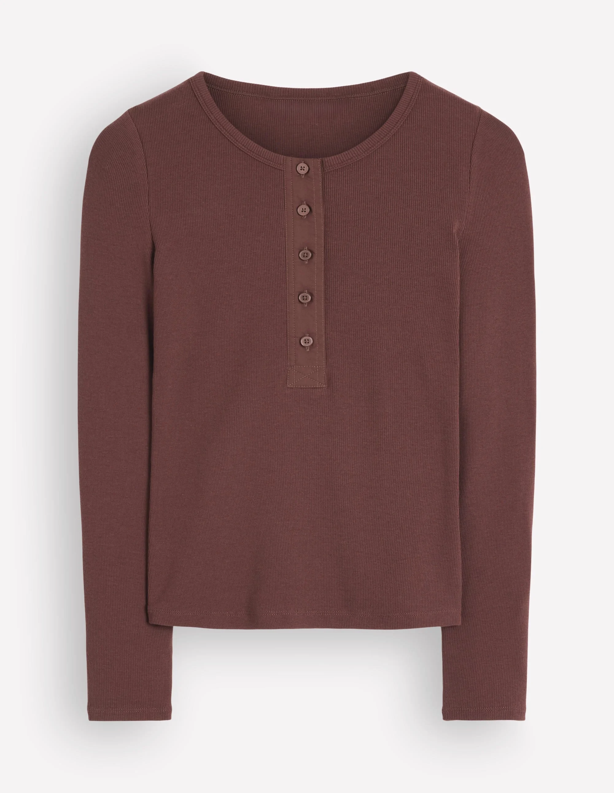 Ribbed Long Sleeve Henley-Fudgesickle - 1