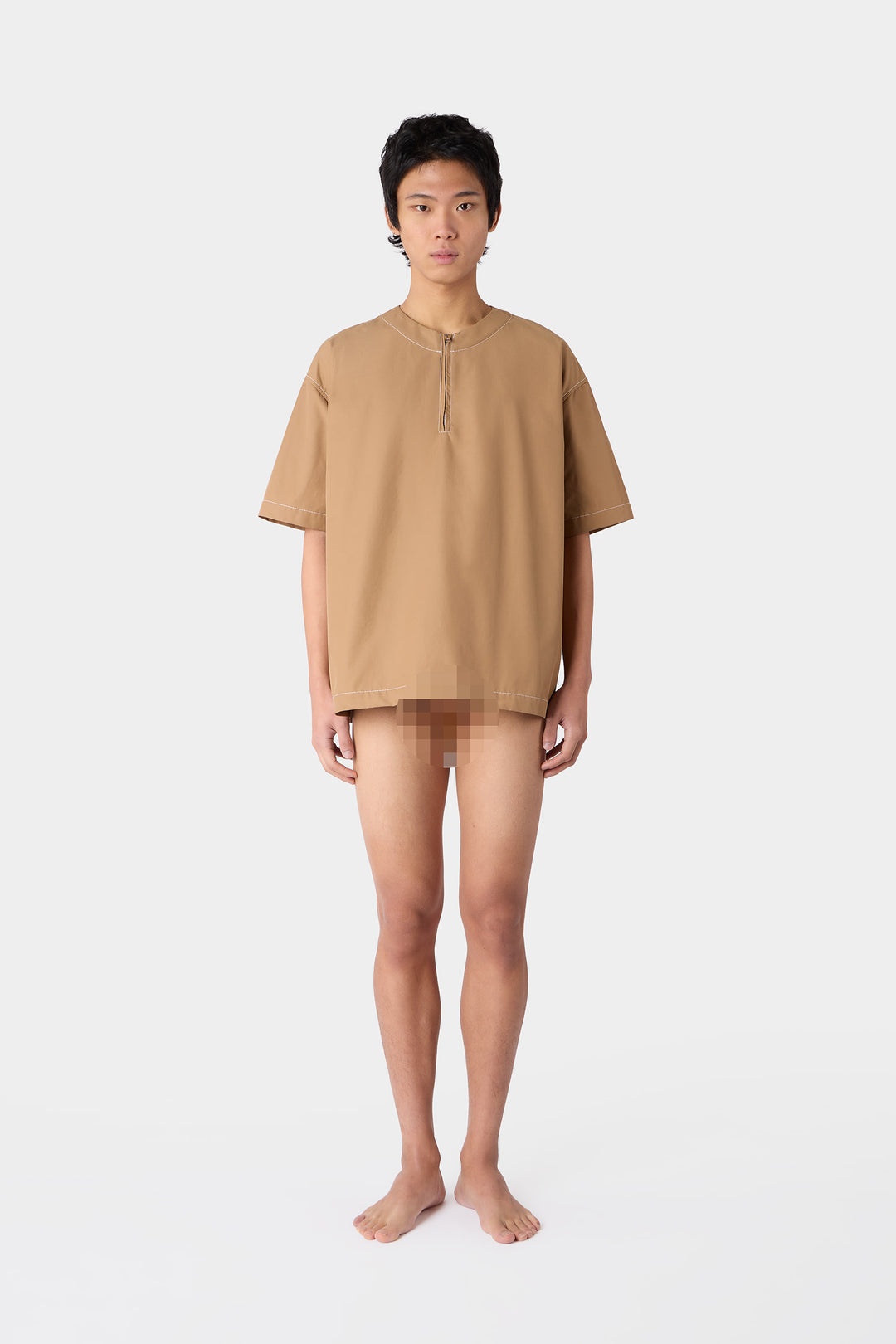 ZIPPED OVER T-SHIRT / dark beige - 6