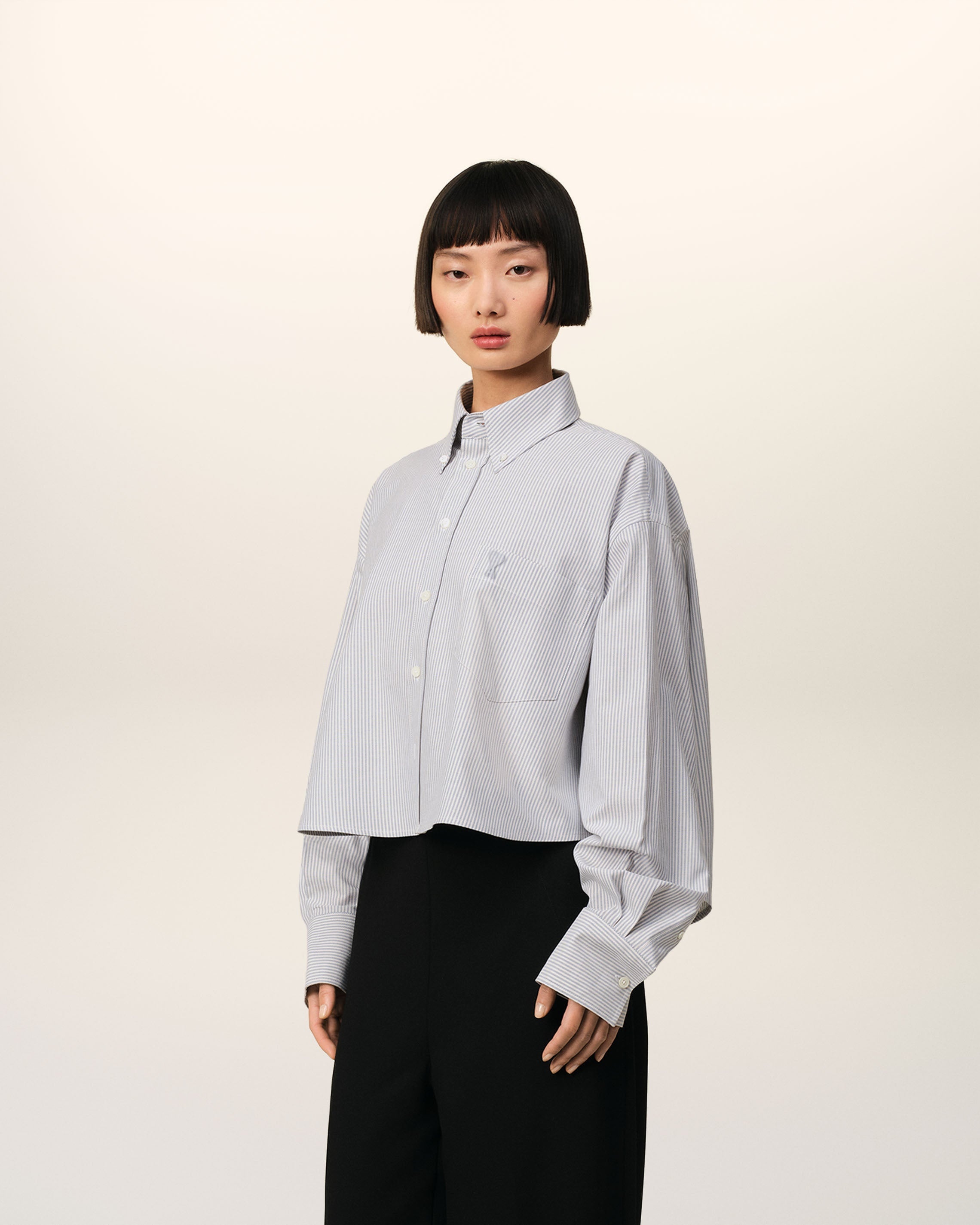 PURPLE COTTON CROPPED OVERSIZED SHIRT - 6