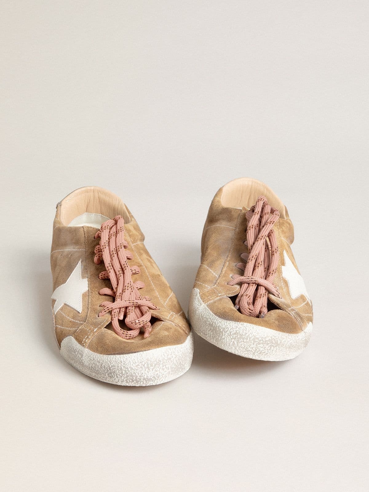 Men's True-Star in tobacco-colored suede with white star and platinum heel tab - 8