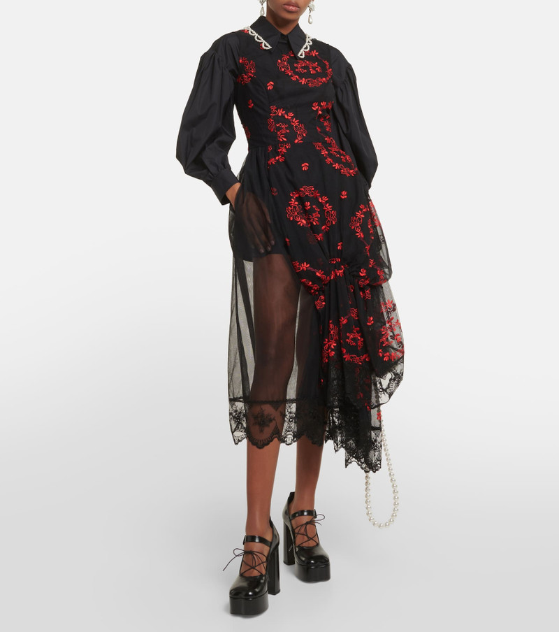 Simone Rocha Floral embroidered tulle midi dress outlook