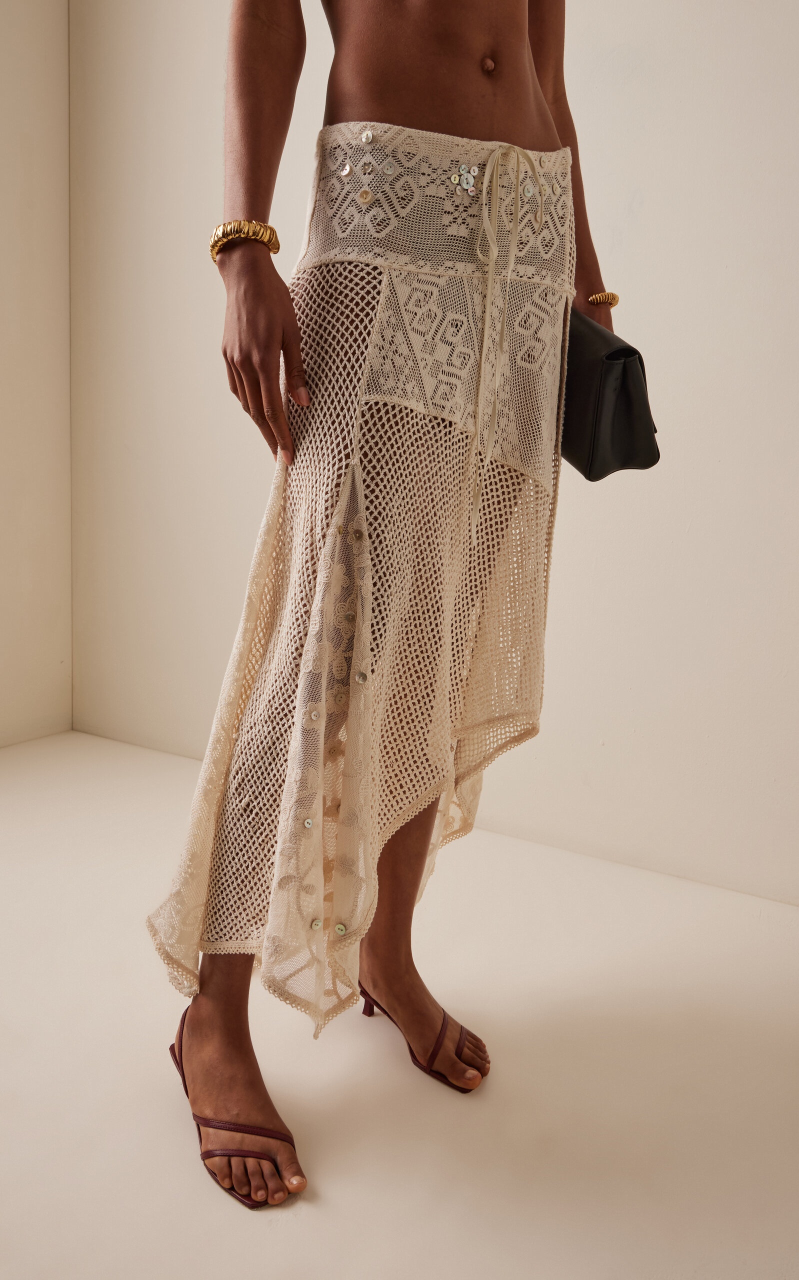 Felipe Asymmetric Lace Midi Skirt white - 3