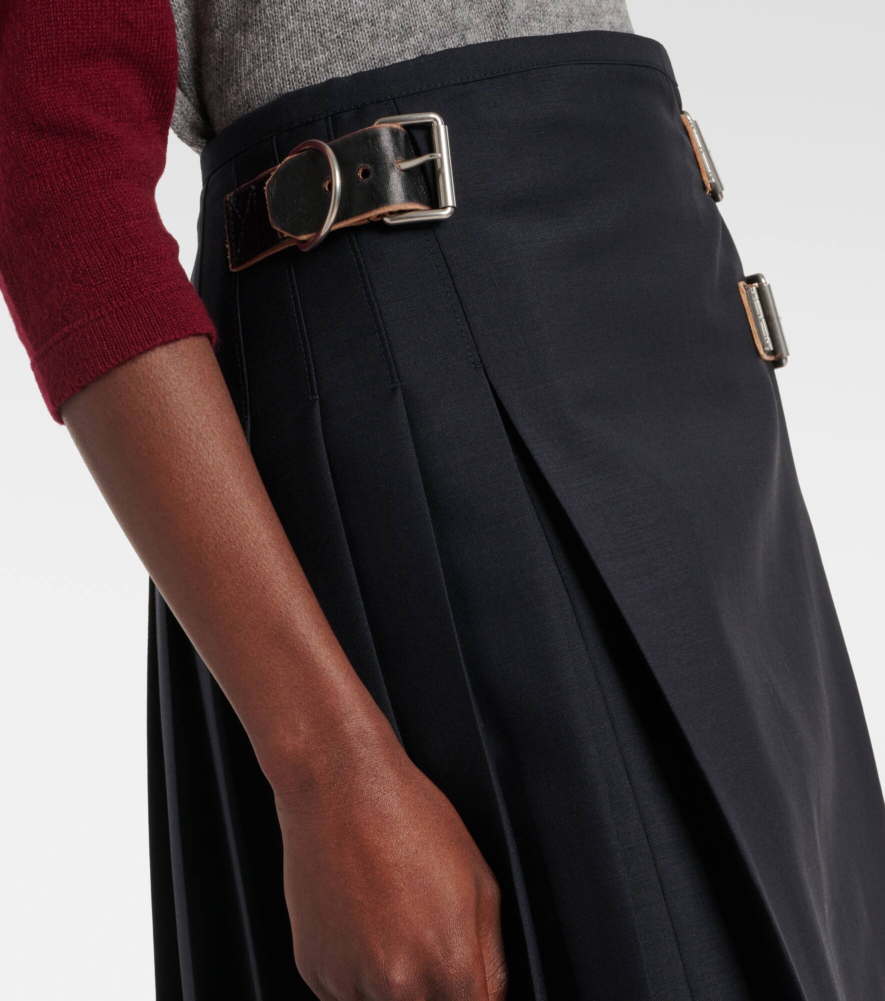 Belted mohair and wool midi skirt - 5