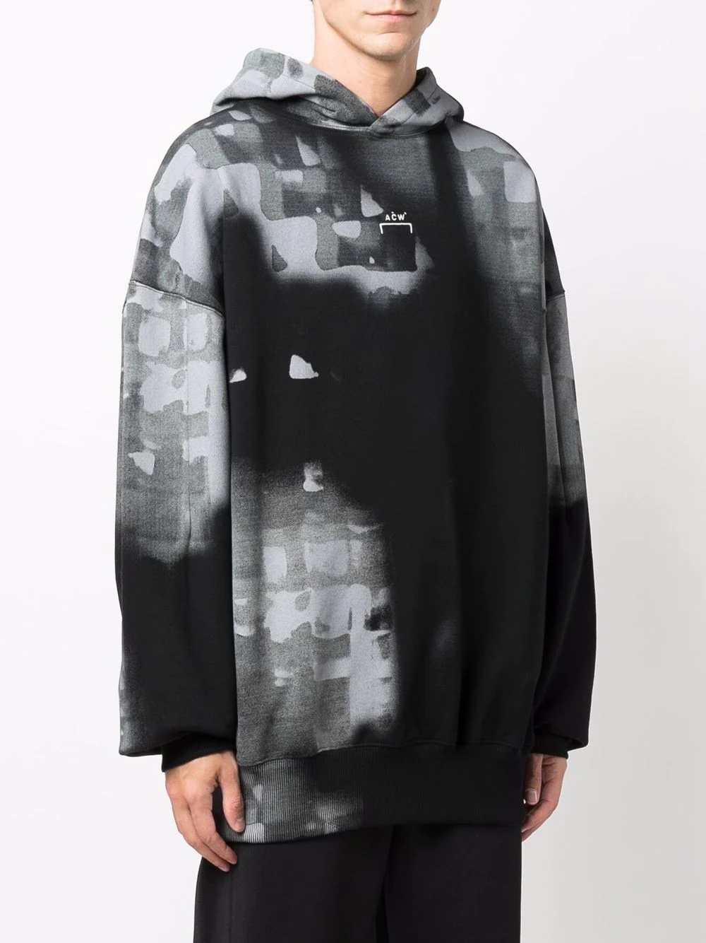 faded check-print hoodie - 3