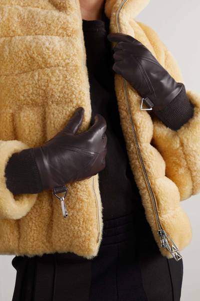 Bottega Veneta Leather and ribbed cashmere gloves outlook