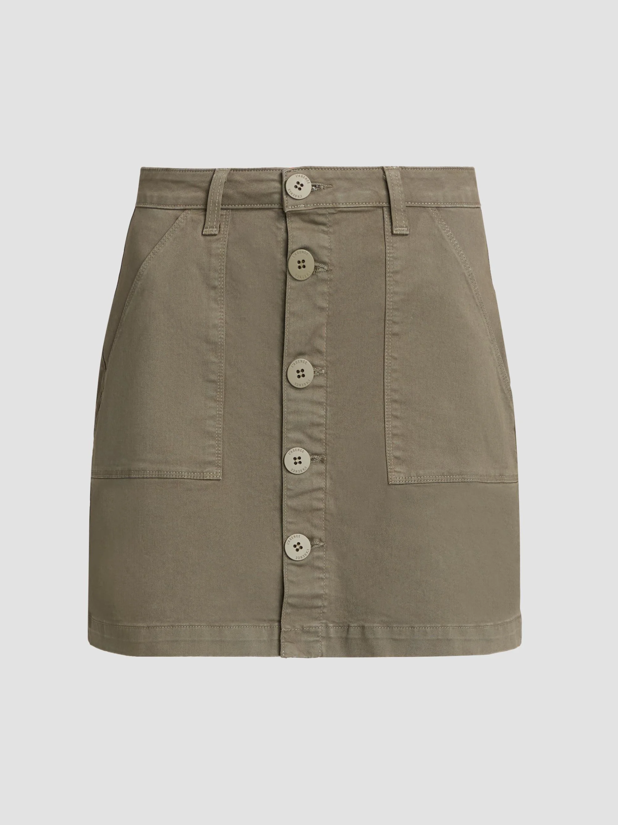 Women's Dora Cotton Mini Skirt - Smokey Olive - 1