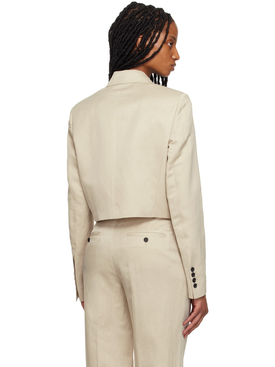 Beige Cropped Blazer - 3