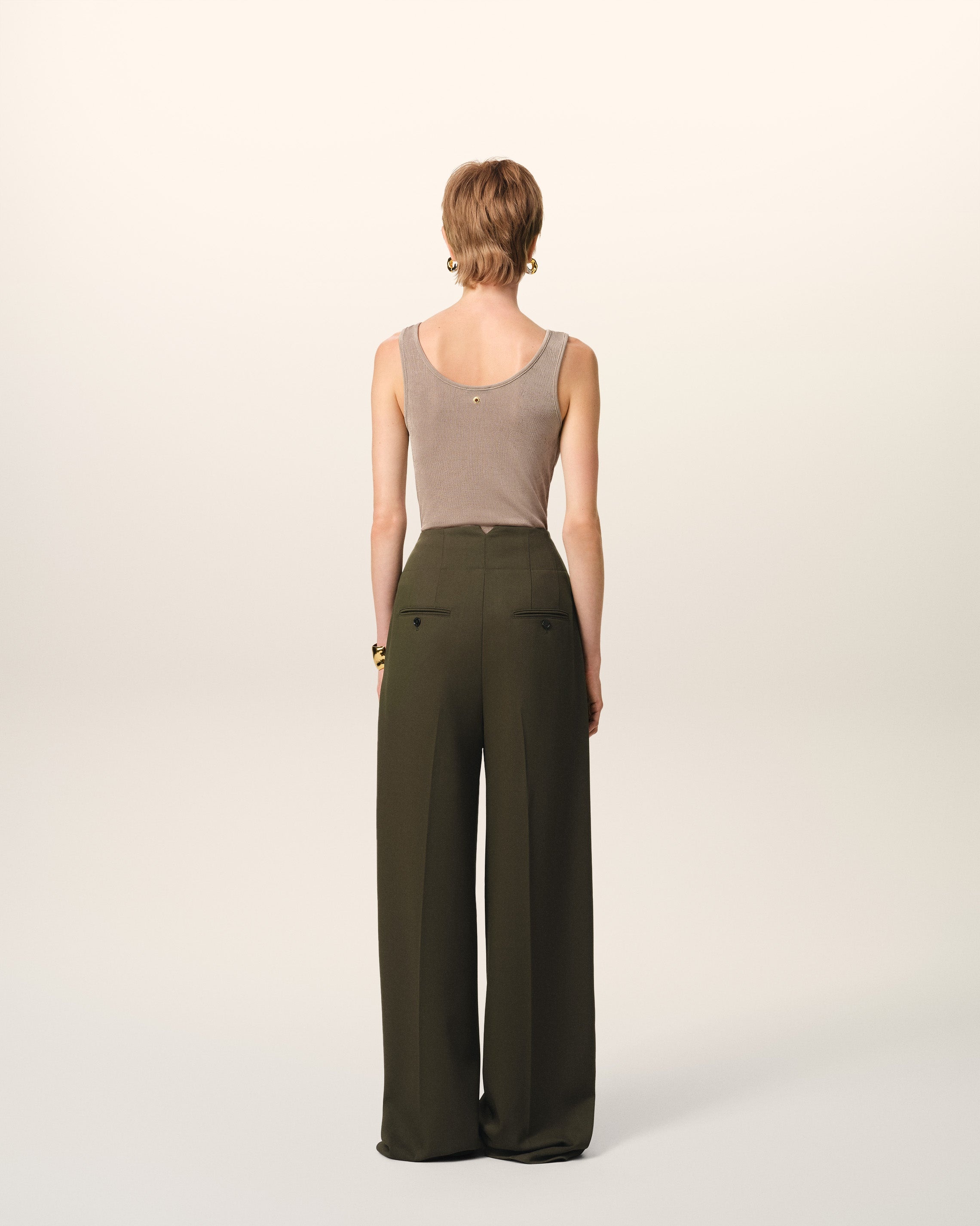 GREEN WOOL SAILOR TROUSERS - 4