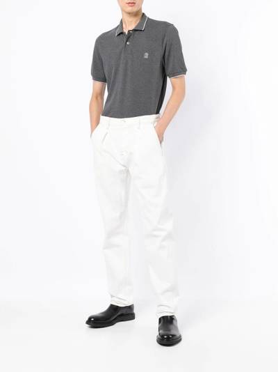 Brunello Cucinelli embroidered-detail short-sleeved polo shirt outlook