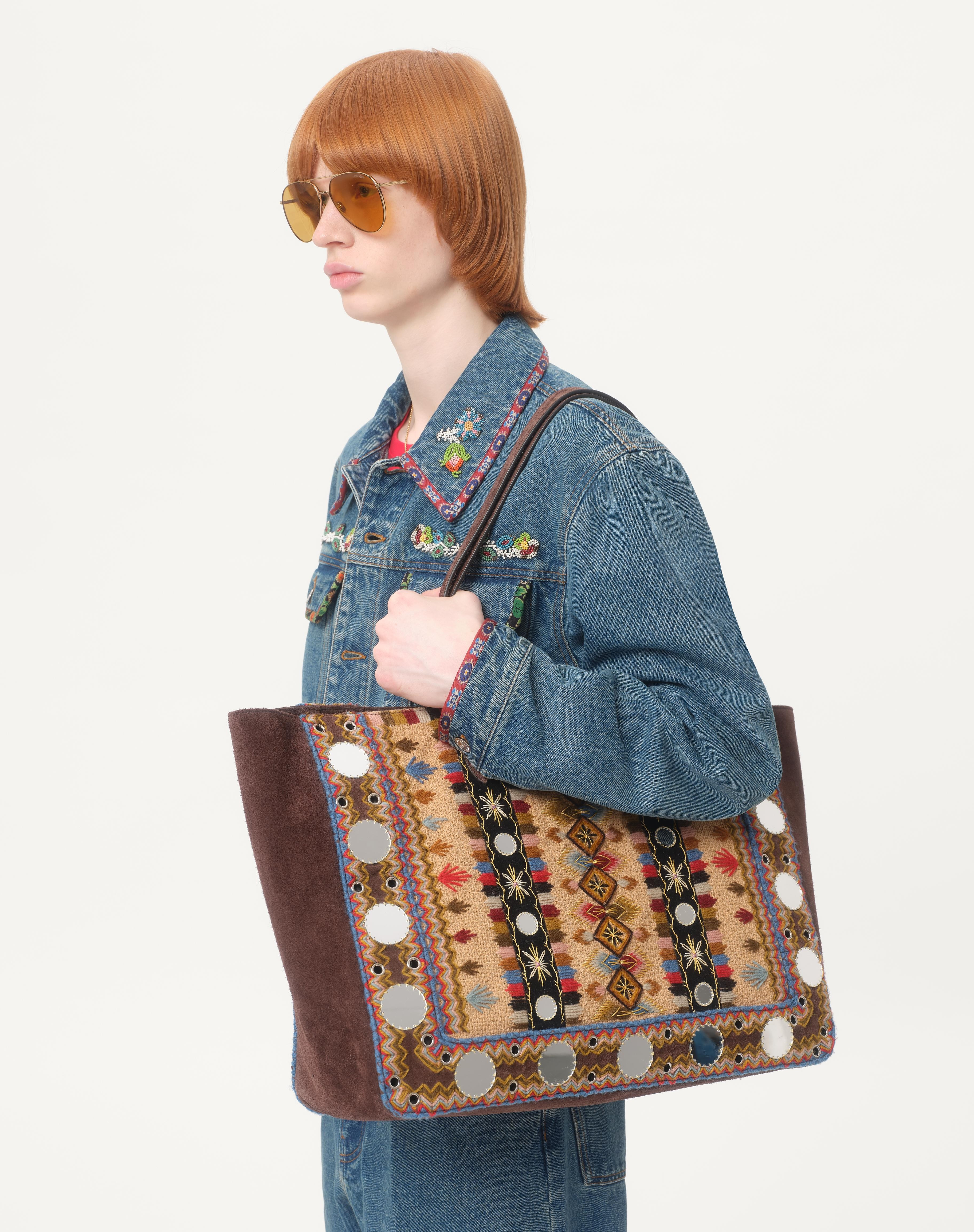 DENIM JACKET WITH BEADED EMBROIDERY AND PRINTED EDGES - 3
