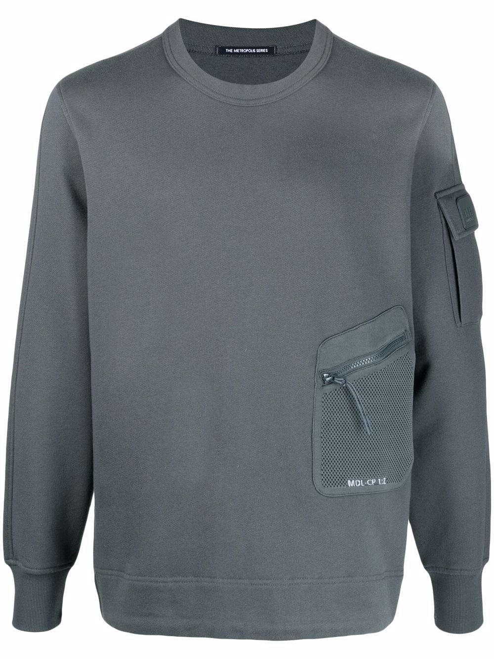 pocket-detail crew neck sweatshirt - 1