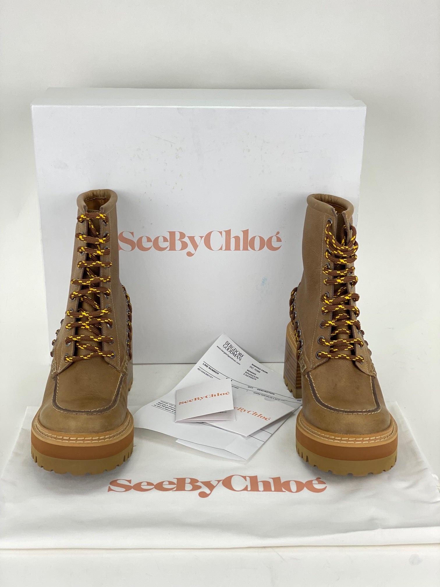 Chloé SEE BY CHLOE Mahalia Eyelet Calfskin Ankle Booties Brown