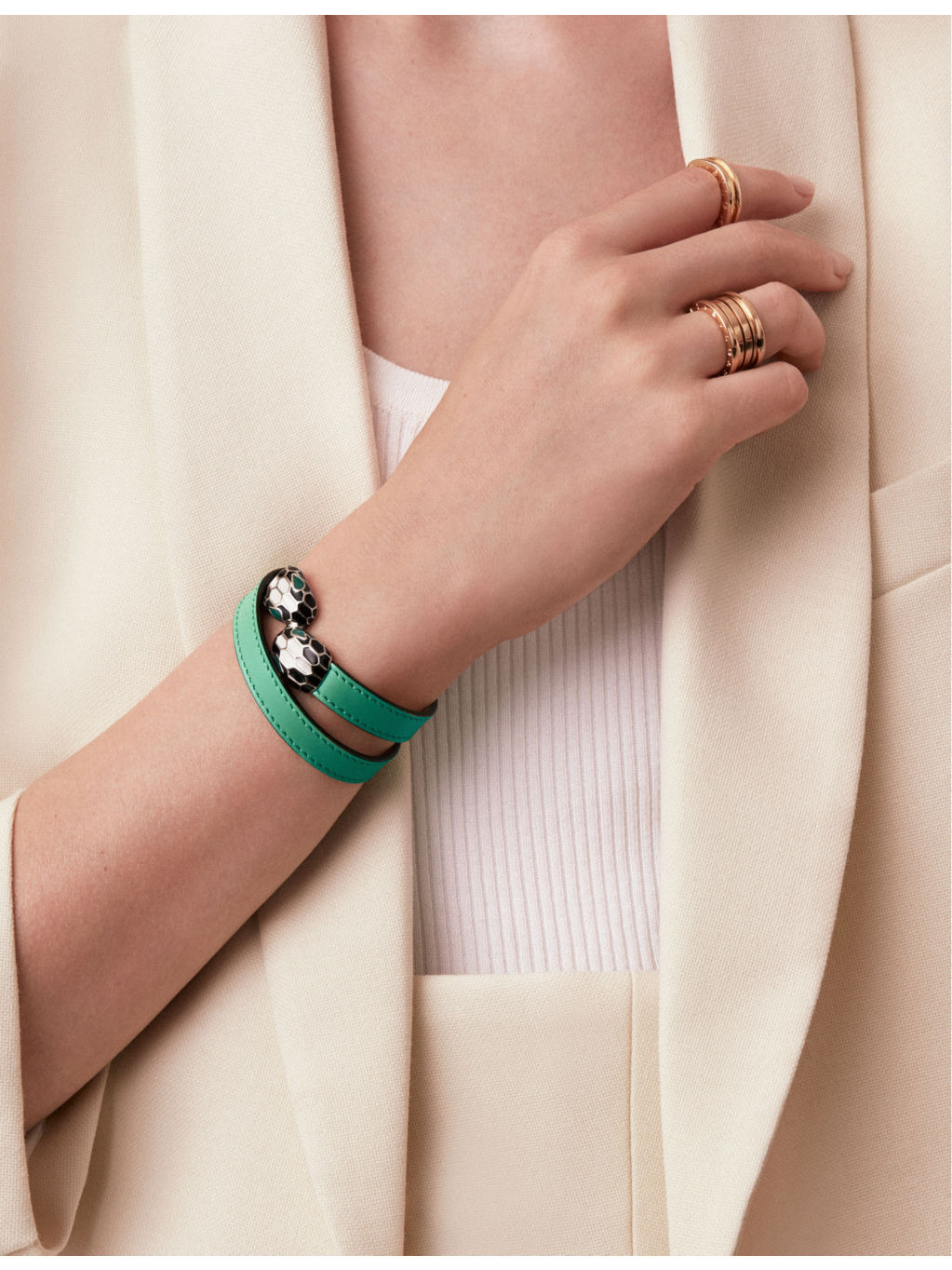 Serpenti Forever wrap-around leather and enamel bracelet - 2