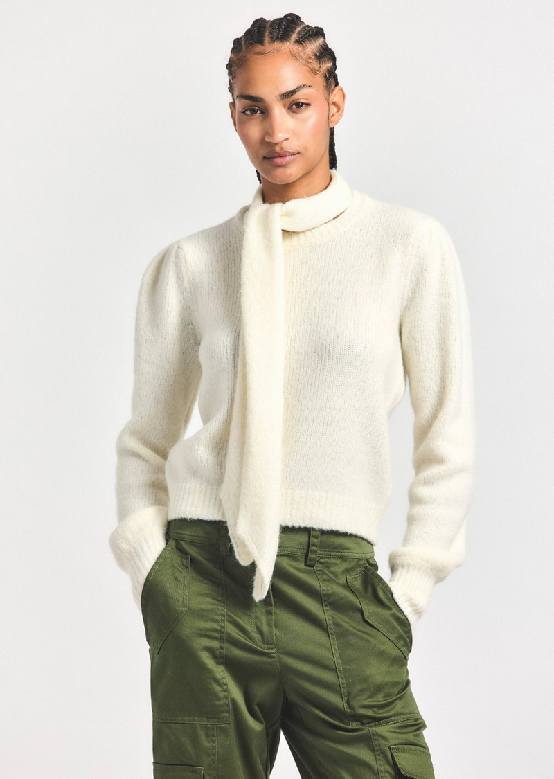 LEILANI PLUSH KNIT TIE NECK SWEATER 1