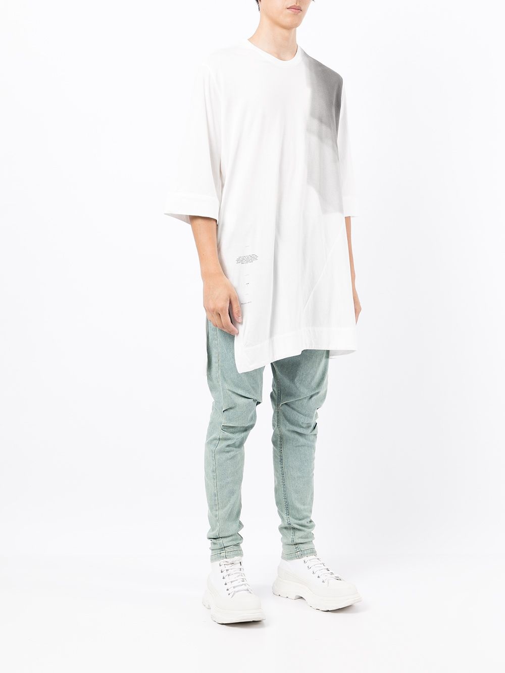 Slit printed long-line T-shirt - 3