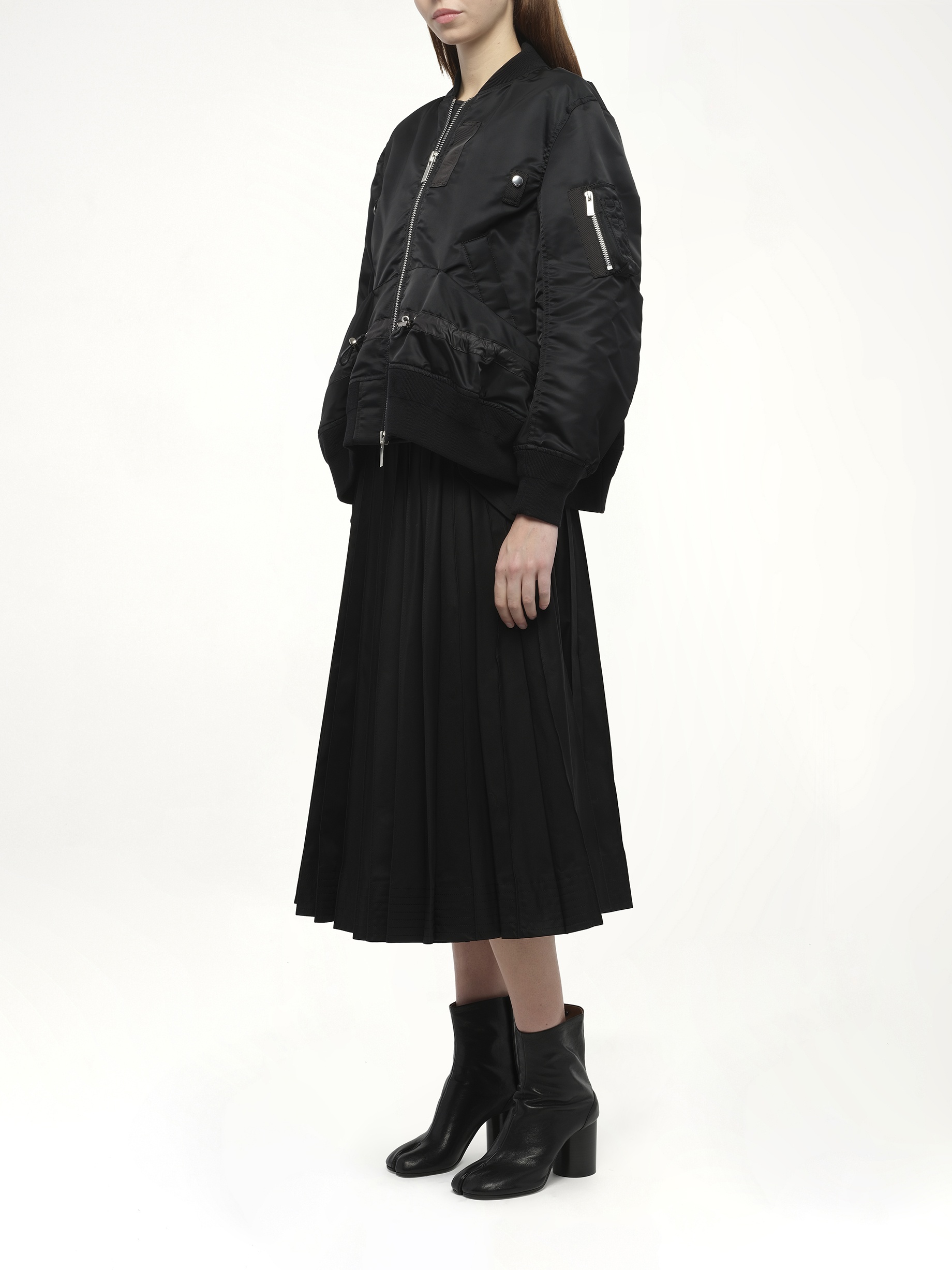 Nylon Twill Blouson with Drawstring in Black - 4