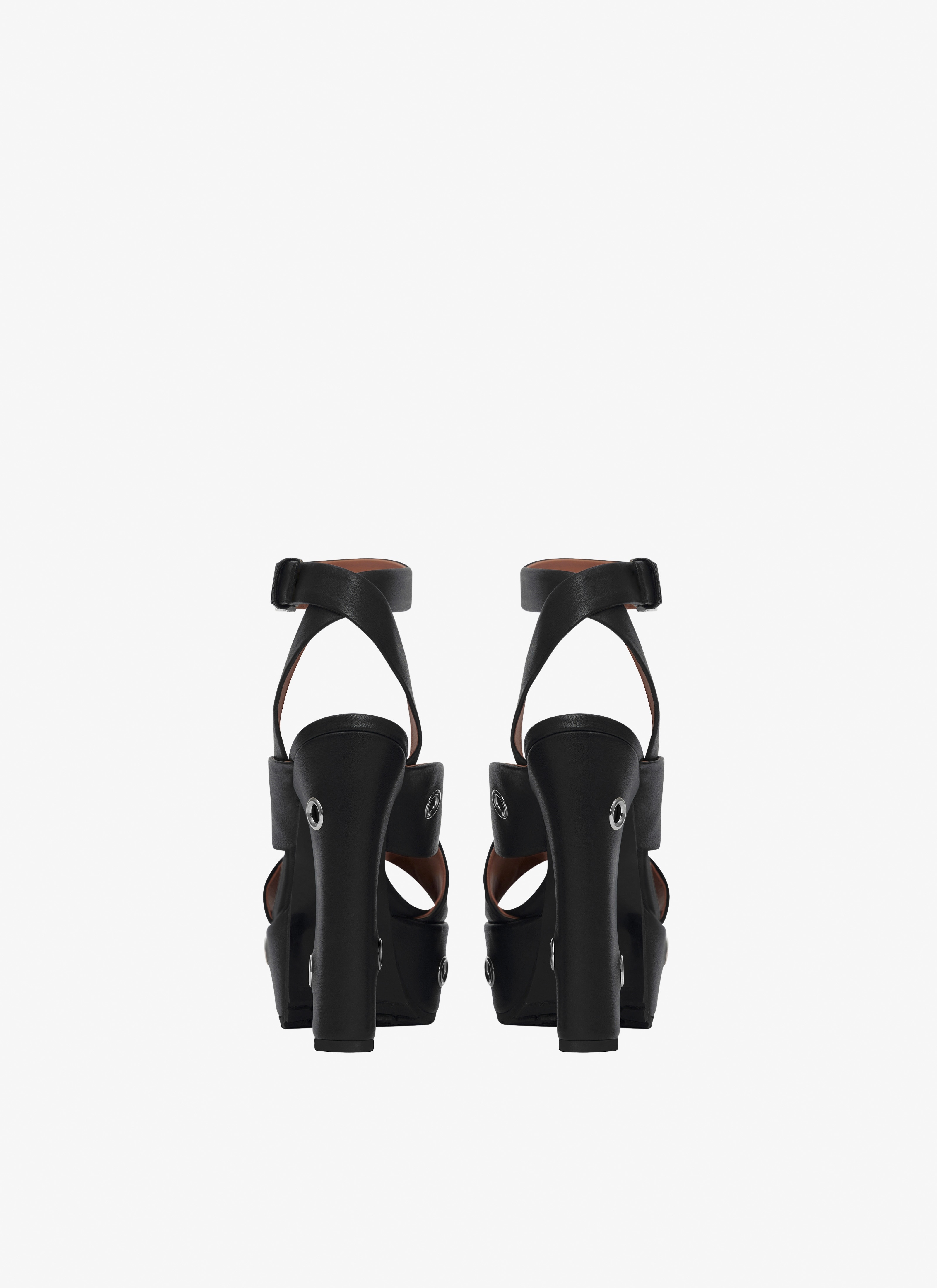 BLOCK HEEL PLATEFORM SANDALS IN LAMBSKIN WITH EYELETS - 2