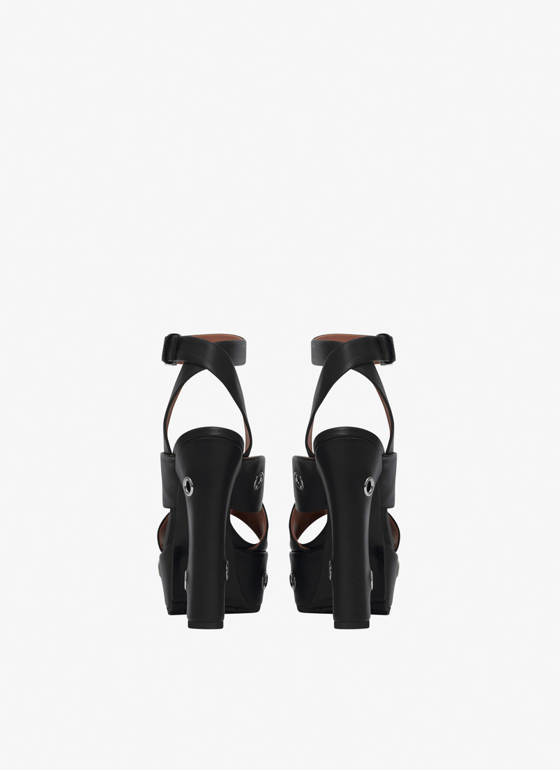 Alaïa BLOCK HEEL PLATEFORM SANDALS IN LAMBSKIN WITH EYELETS outlook