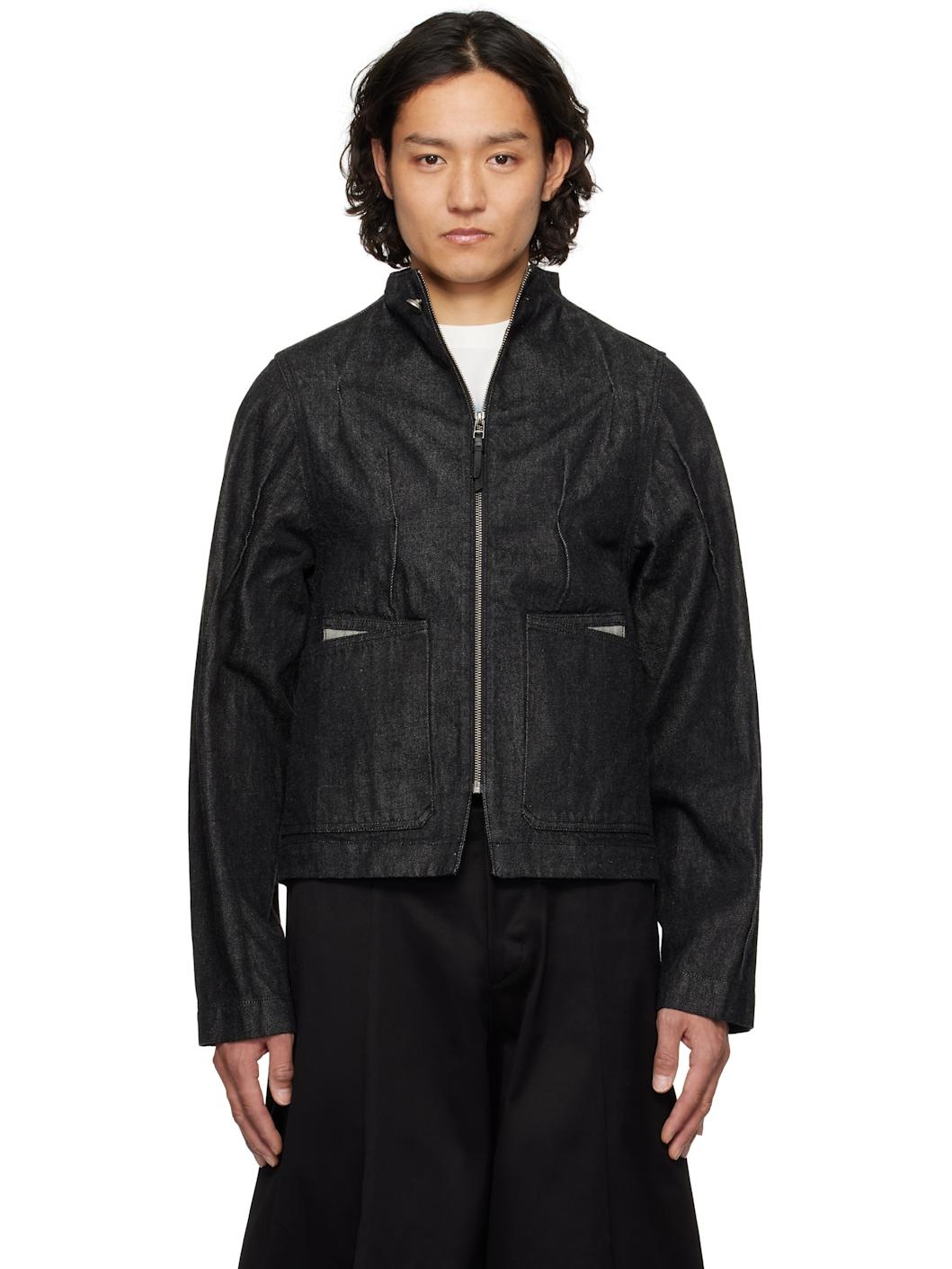 Black Pintuck Denim Jacket - 1