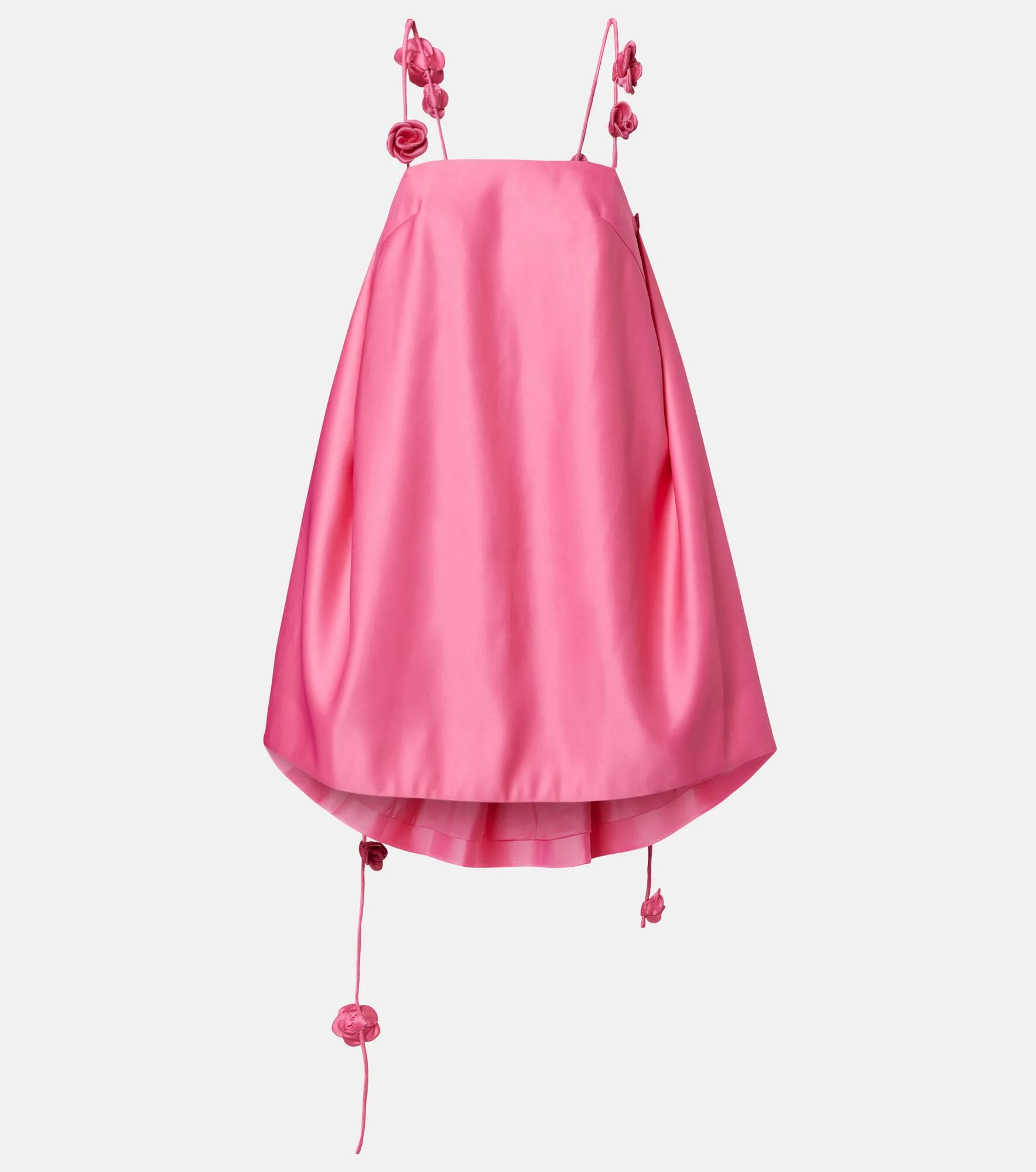 Fiona floral-appliqué satin minidress - 1