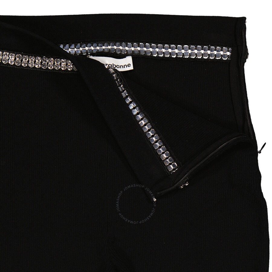 Rabanne Black Crystal-Embellished Ribbed-Knit Shorts - 7