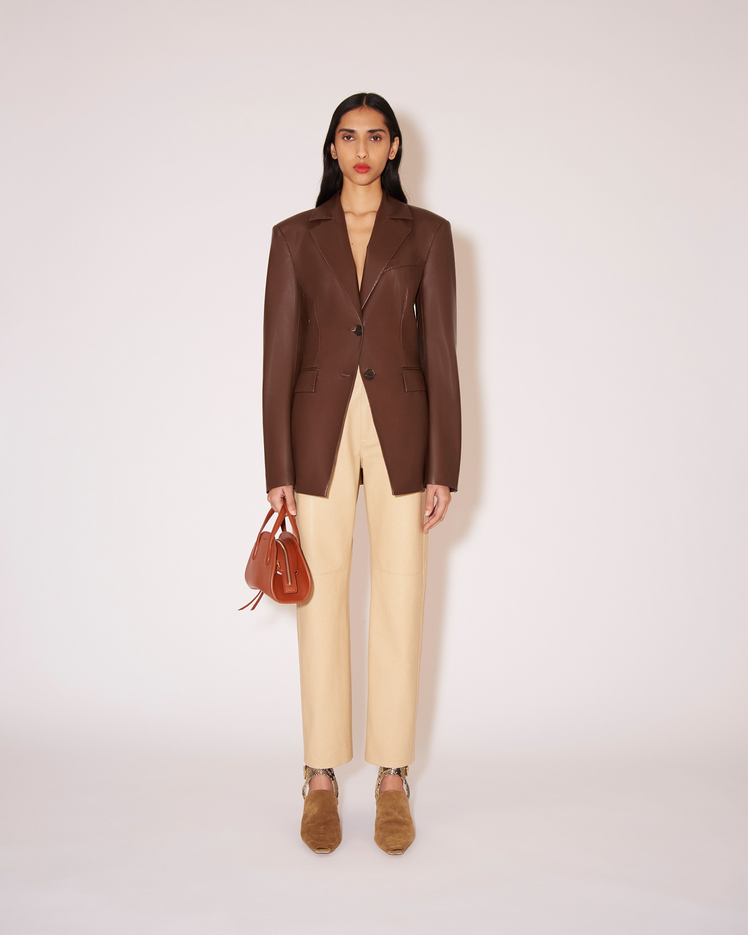 HATHI - Vegan leather tailored blazer - Dark brown - 2