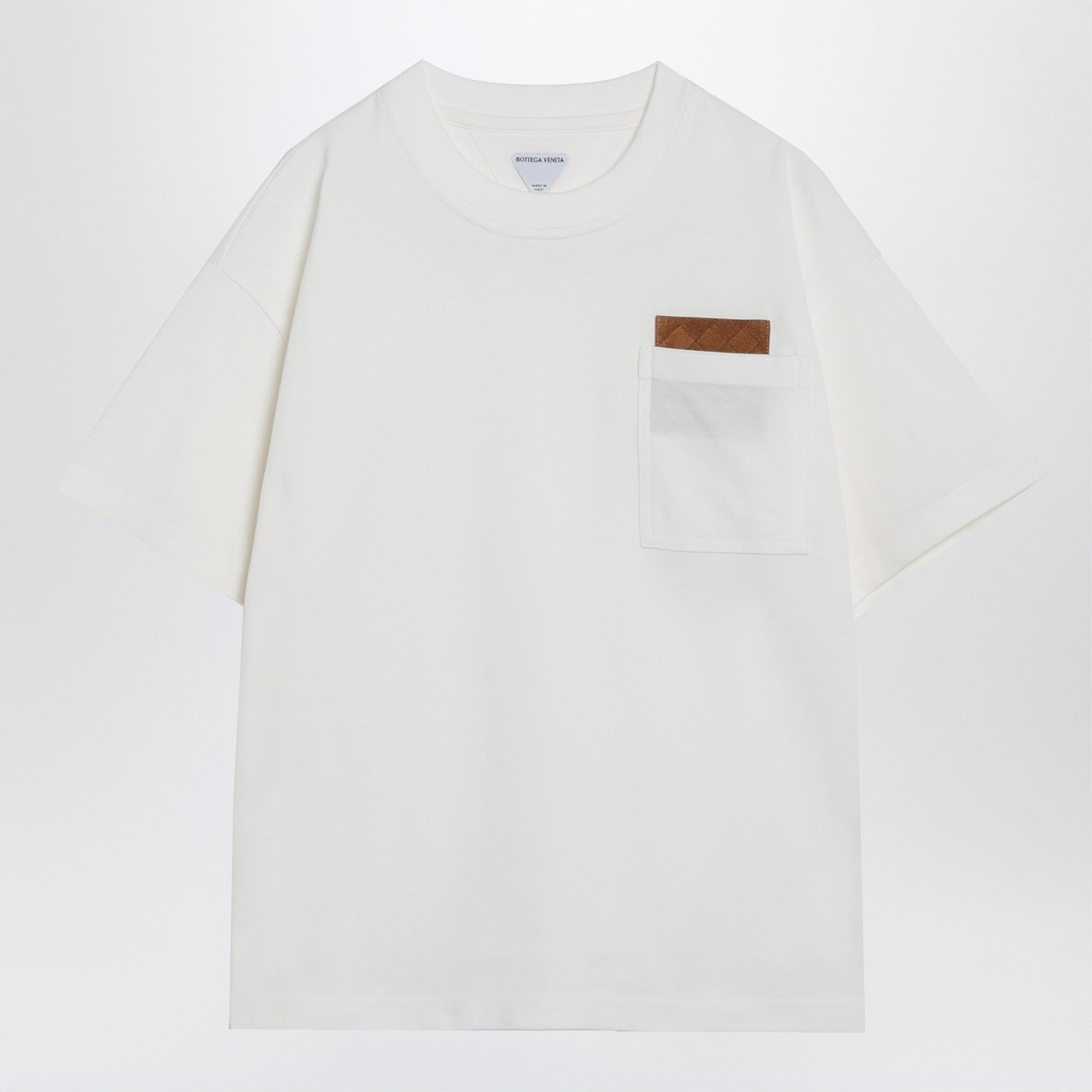 Bottega Veneta Women Ivory T-Shirt With Interwoven Pattern Patch - 1