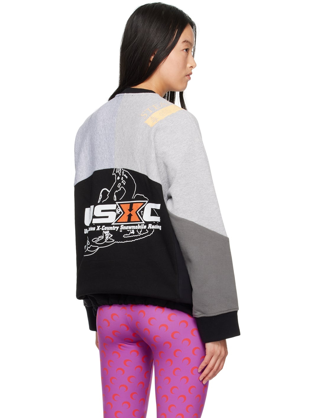 Gray & Black Upcycled Graphic Sweatshirts Sweatshirt - 3