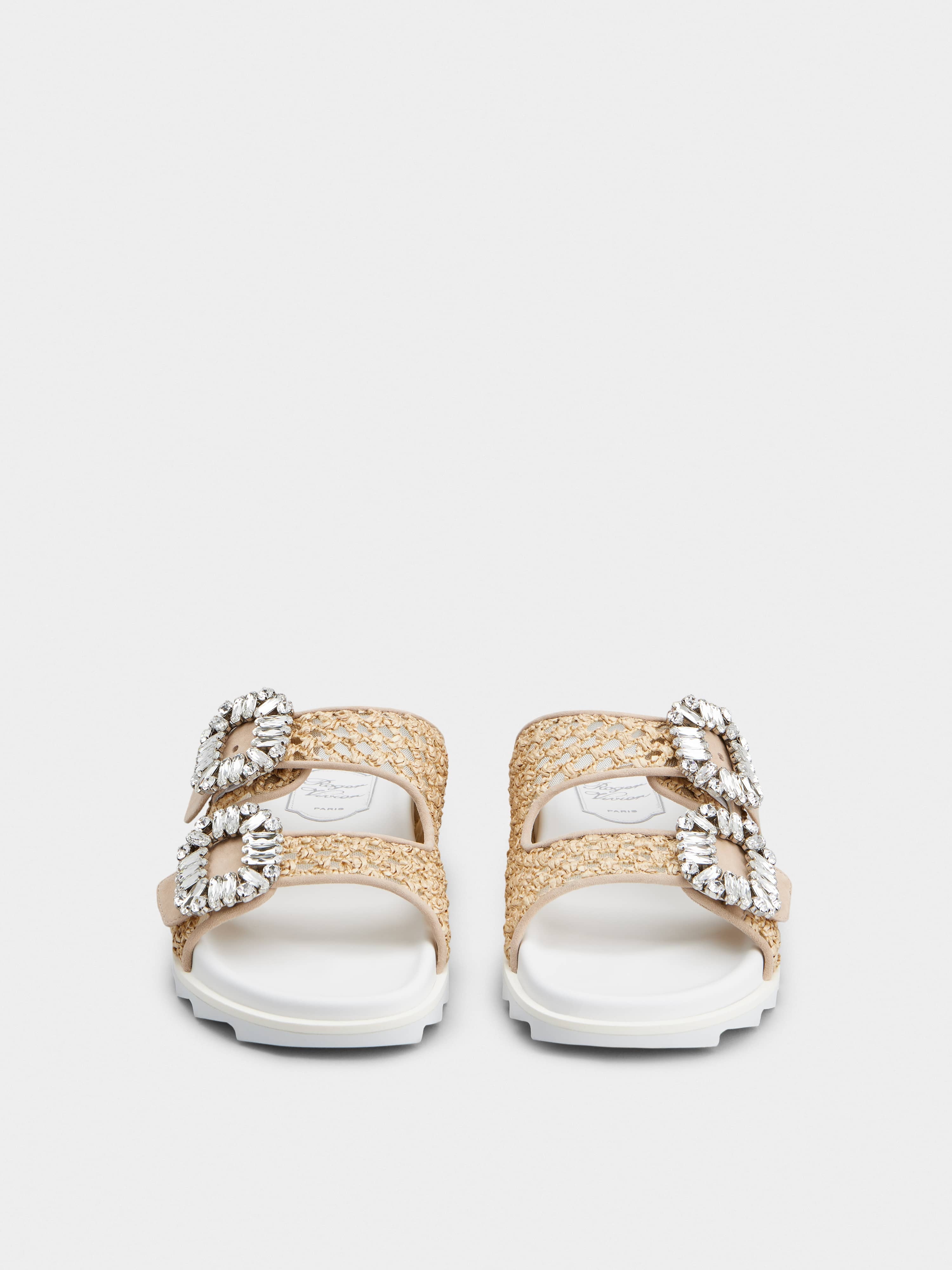 Slidy Viv' Strass Buckle Mules in Raffia - 6