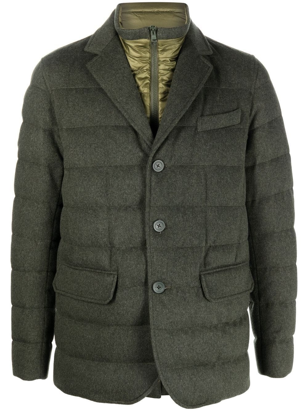 padded button-down jacket - 1