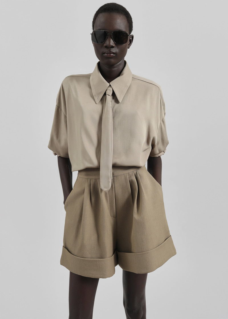 Silvan Neck Tie Shirt - Taupe 4