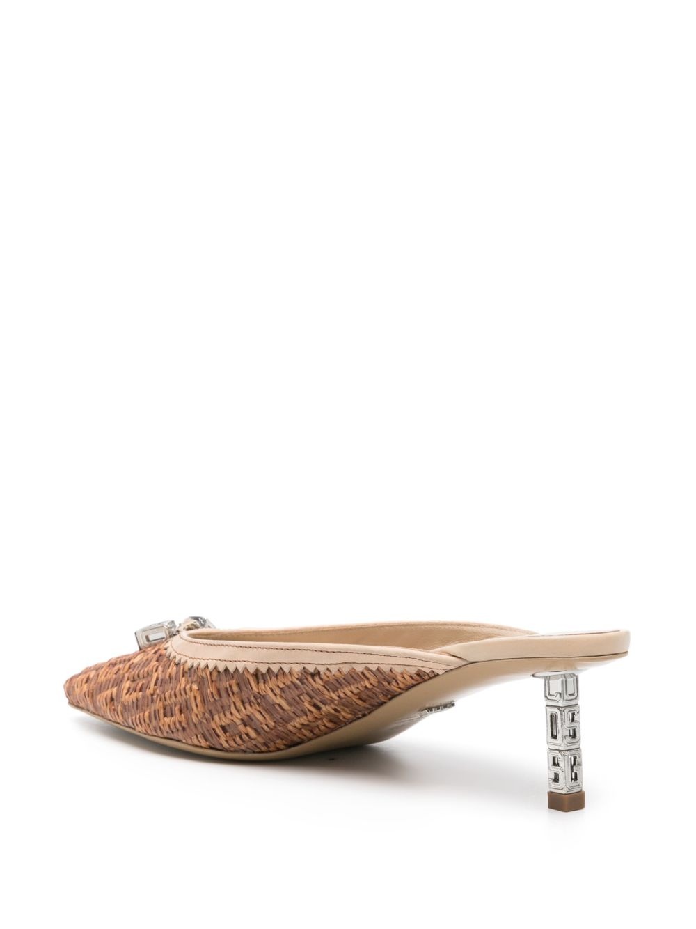 monogram-embossed 60mm raffia mules - 3
