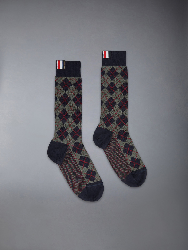 ARGYLE JACQUARD WOOL MID-CALF SOCKS 1
