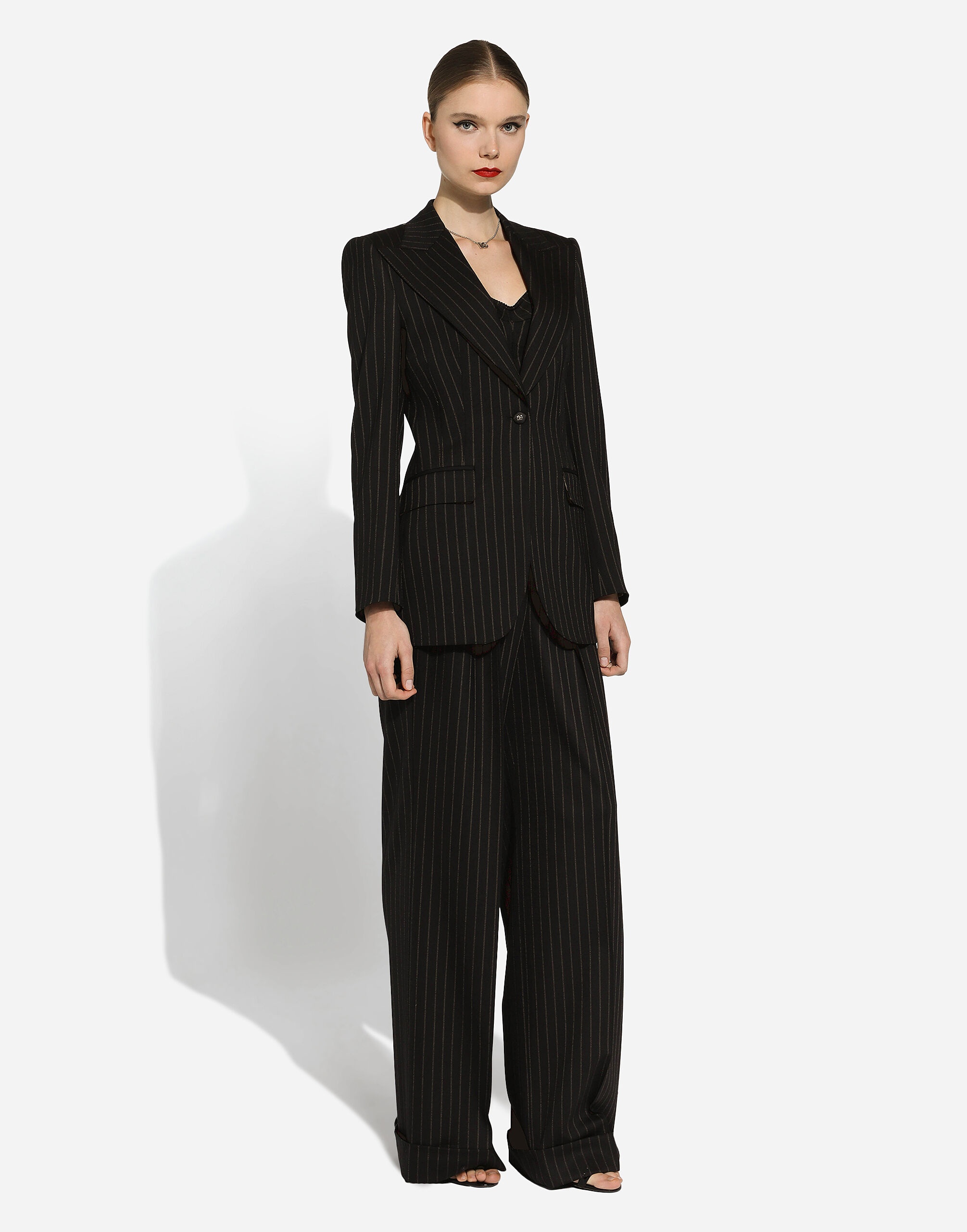 Single-breasted pinstripe wool Turlington jacket - 2