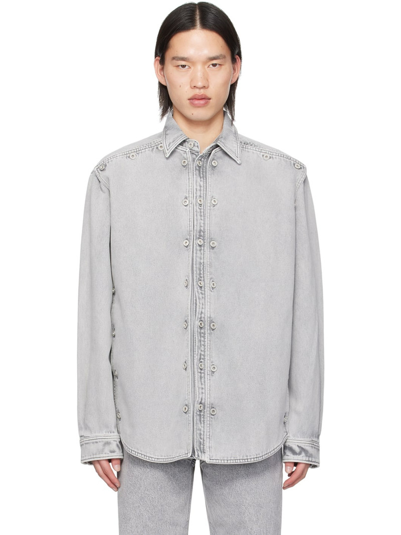 Gray Snap Off Denim Shirt 1