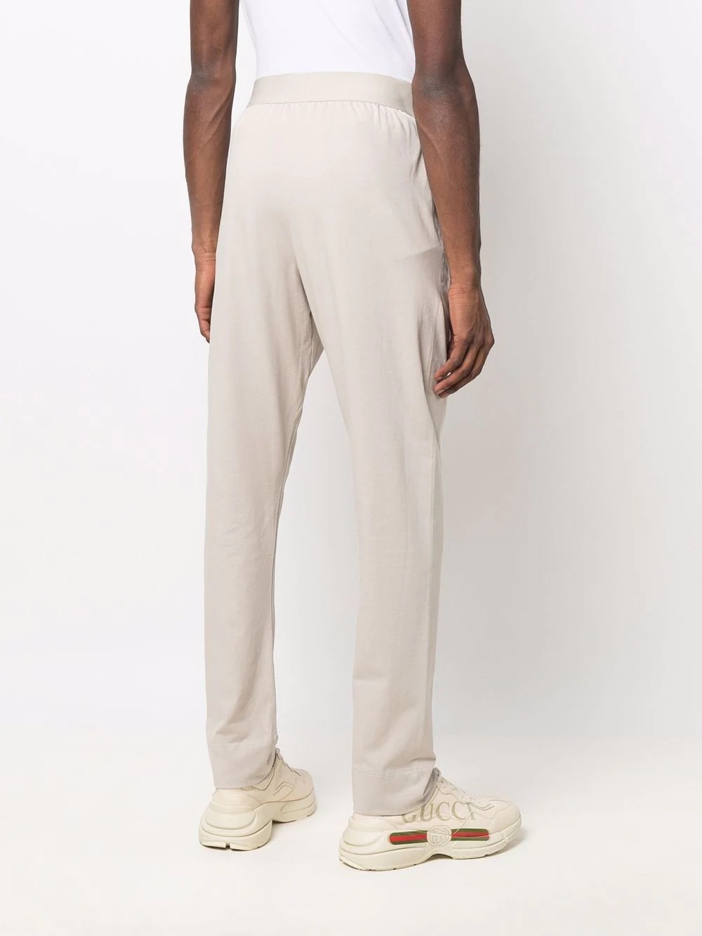 logo-waist cotton straight-leg trousers - 4