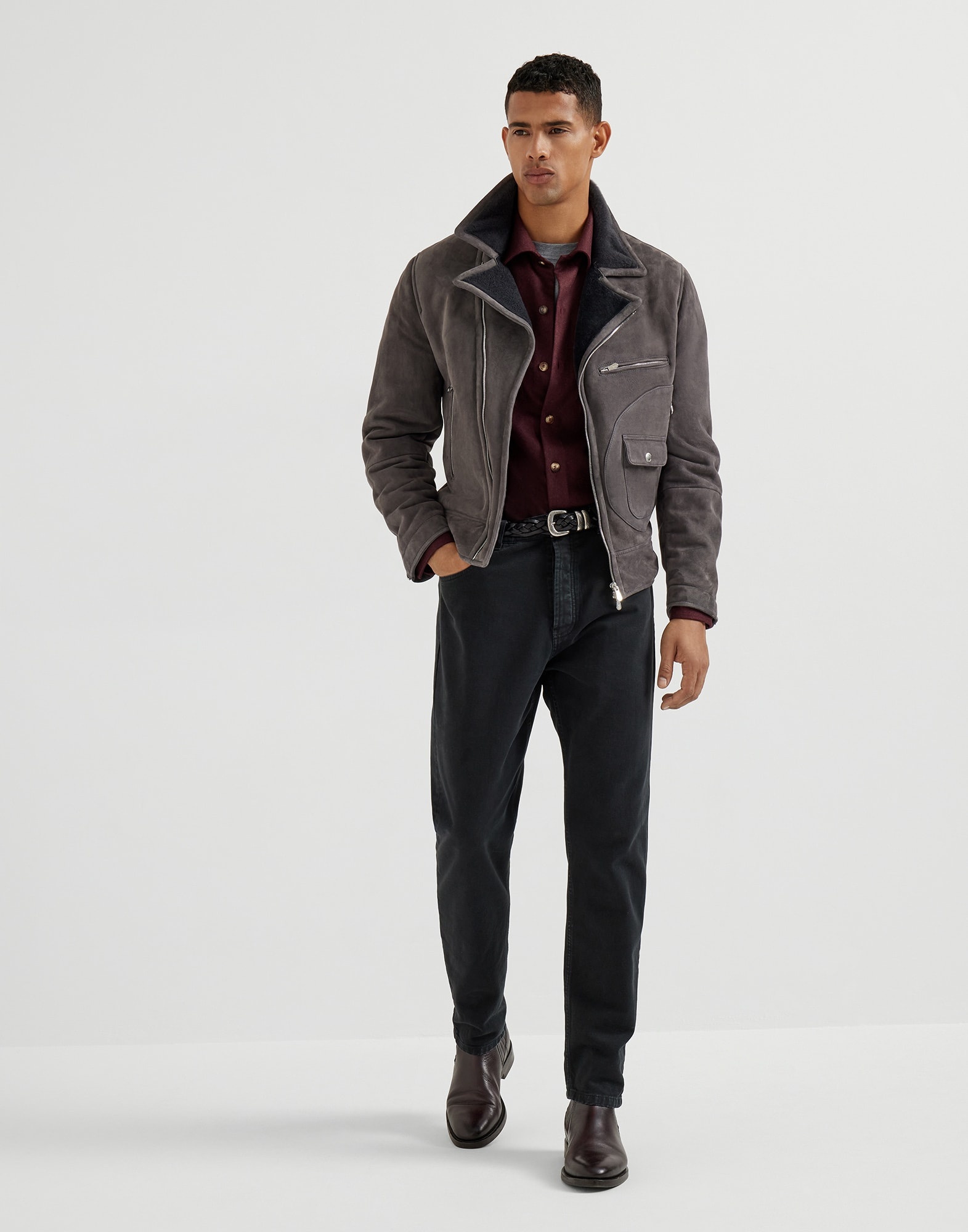 Virgin wool flannel overshirt with chest pockets - 5