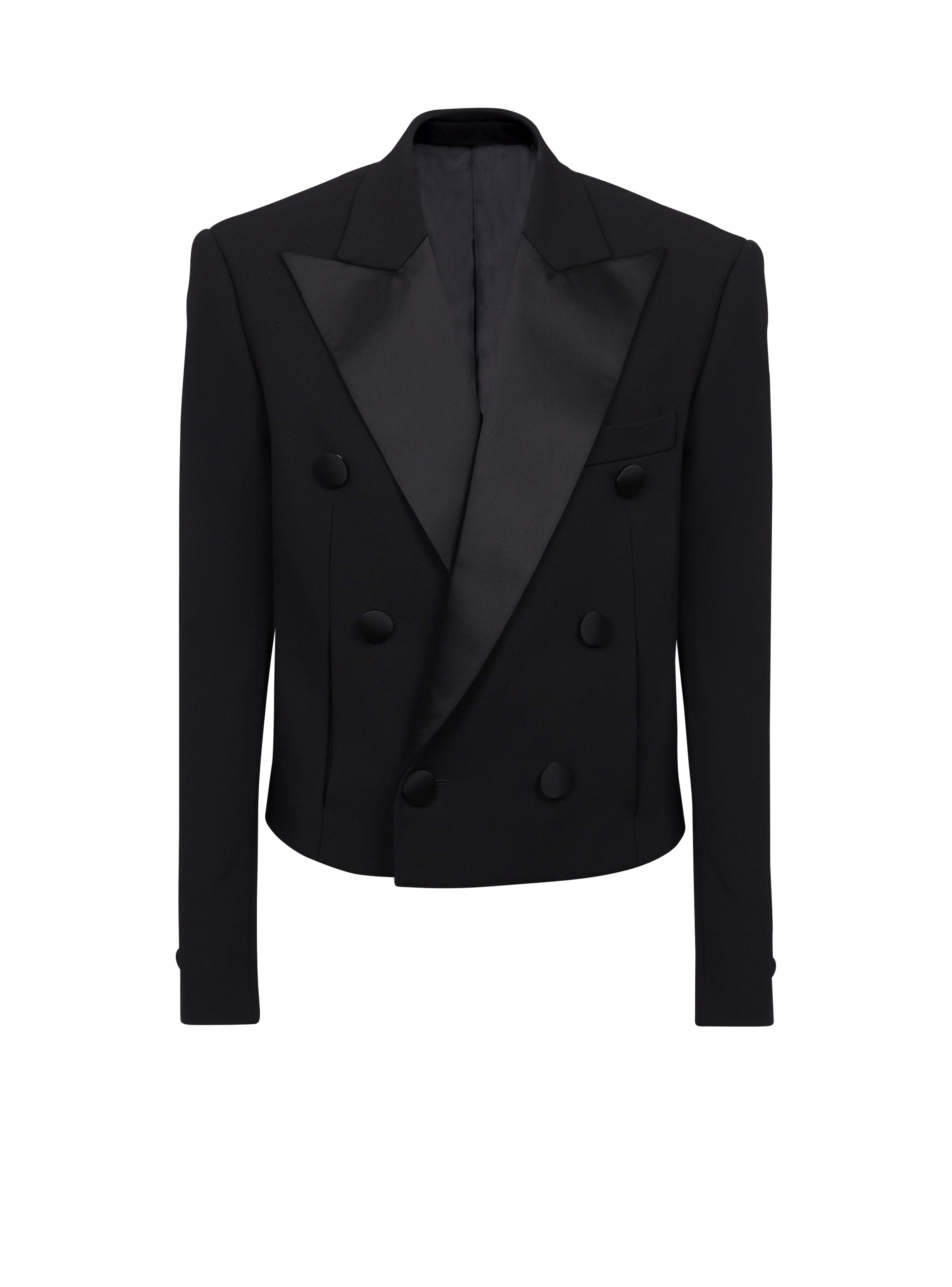Cropped double crepe jacket - 1