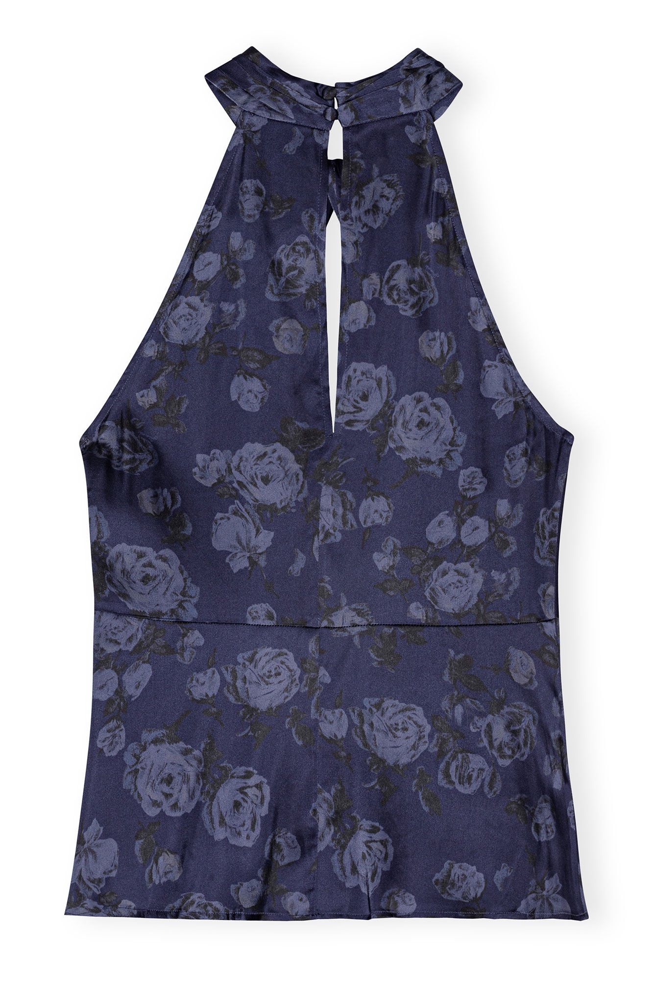 DARK BLUE FLORAL PRINTED TOP - 1