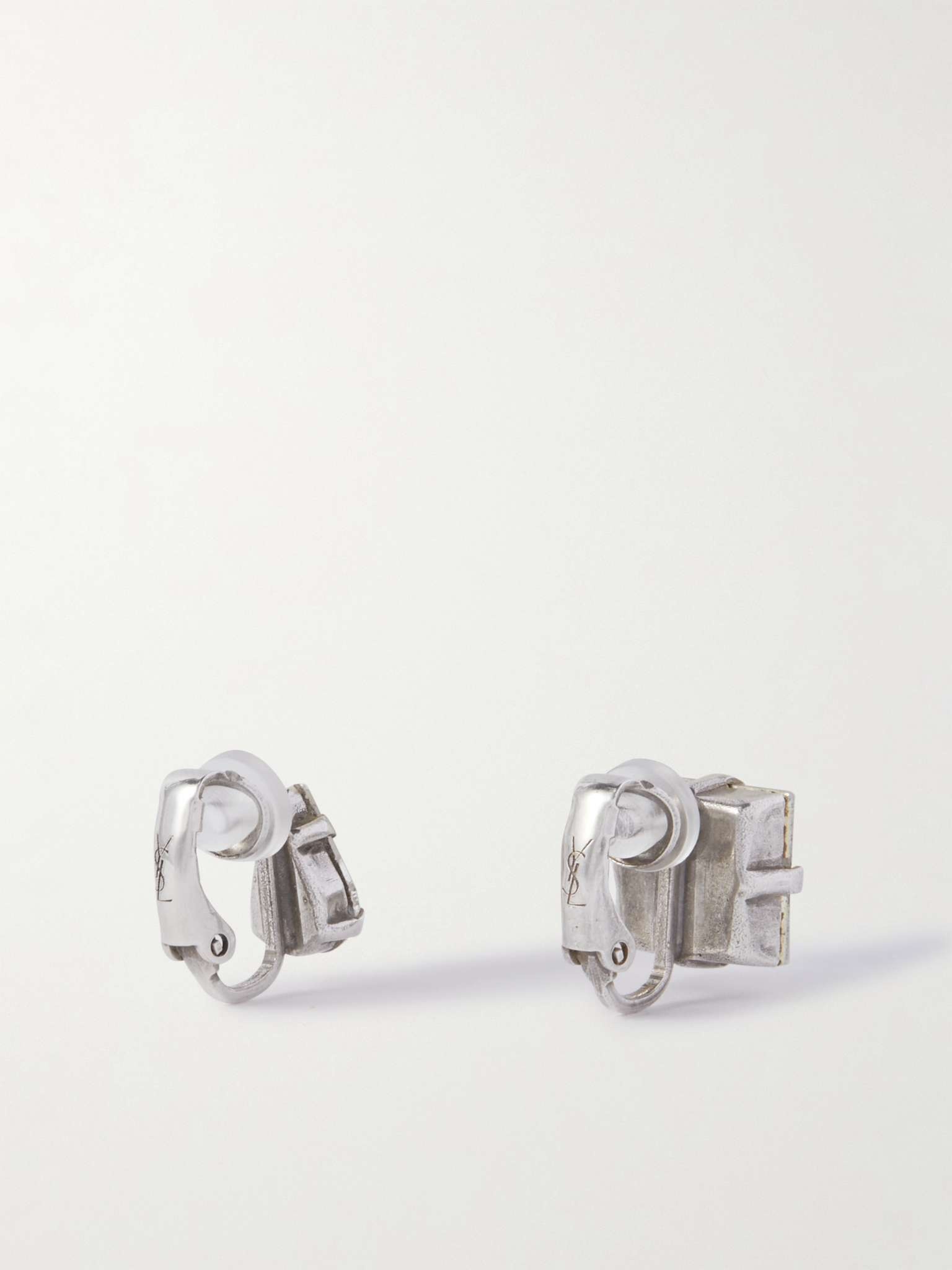Silver-Tone Crystal Clip Earrings - 3